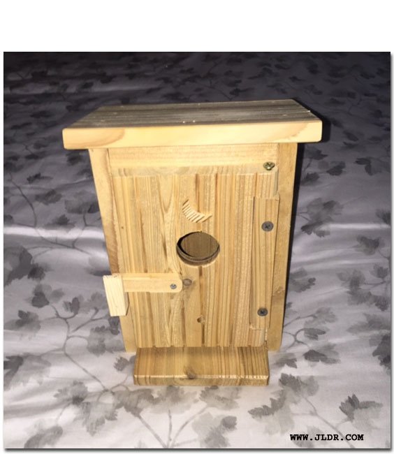 Wood Outhouse for Birds wtih Door Closed