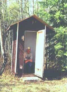 Leaning Tower Outhouse in Alberta Moose Country
