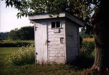 Front view of the Peshtigo Outhouse