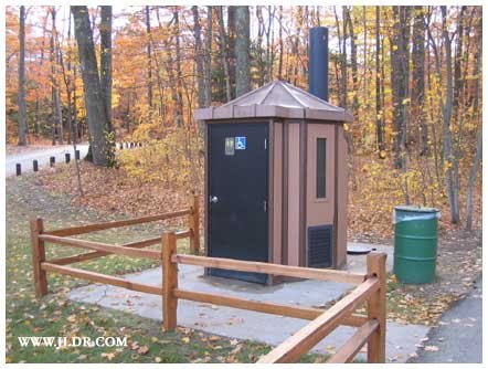 A modern outhouse at the Mission Lighthouse