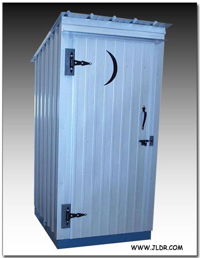The Relief Station metal outhouse