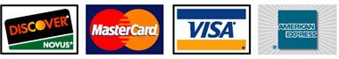 We accept DISCOVER, NOVUS, MasterCard, VISA and American Express
