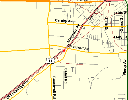 Map to Mickey-Lu-Bar-B-Q (10 Kb)