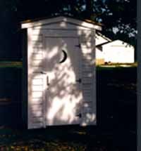 Front View of the Haven's Homestead Outhouse