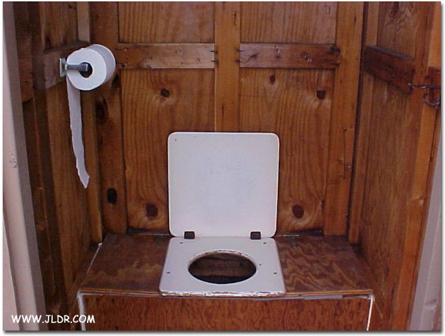 Inside the restored Outhouse